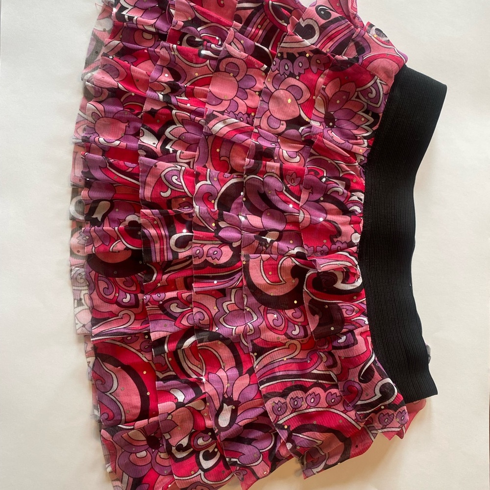 Vibrant Pink and Black Ruffled Skirt